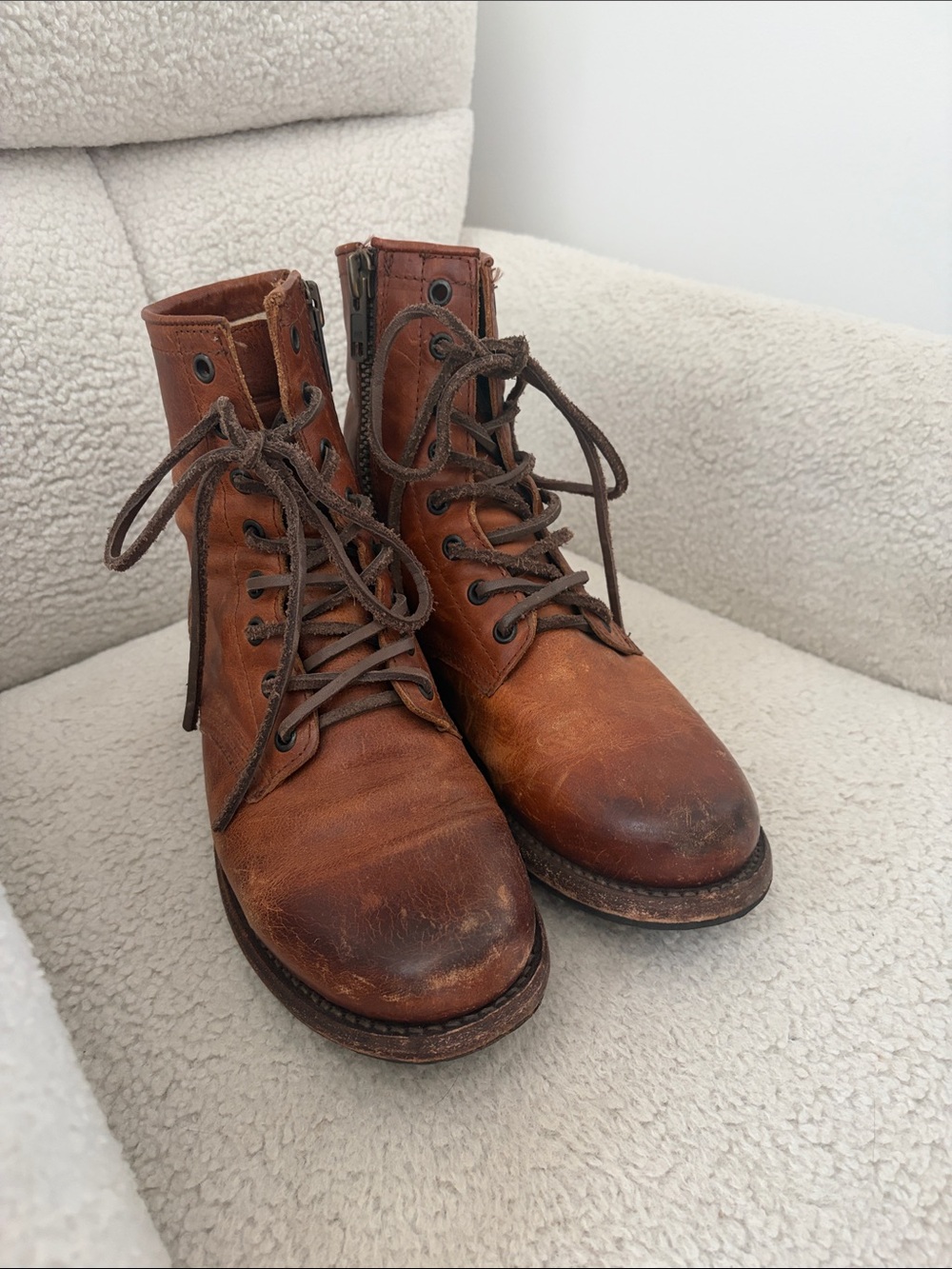 Freebird by Steven Brown Leather Lace-Up Combat Boots